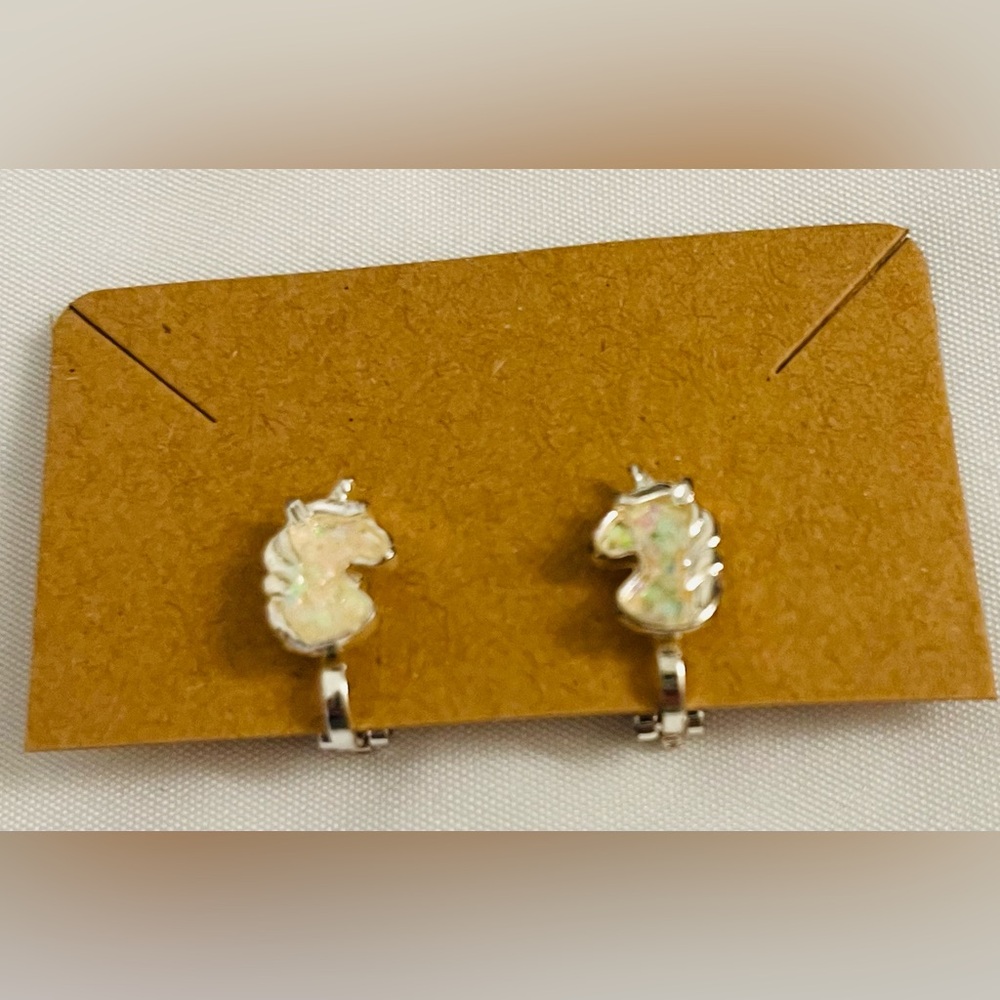 Silver Unicorn Clip-on Earrings